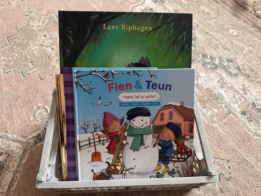 Boeken in boekenmandje